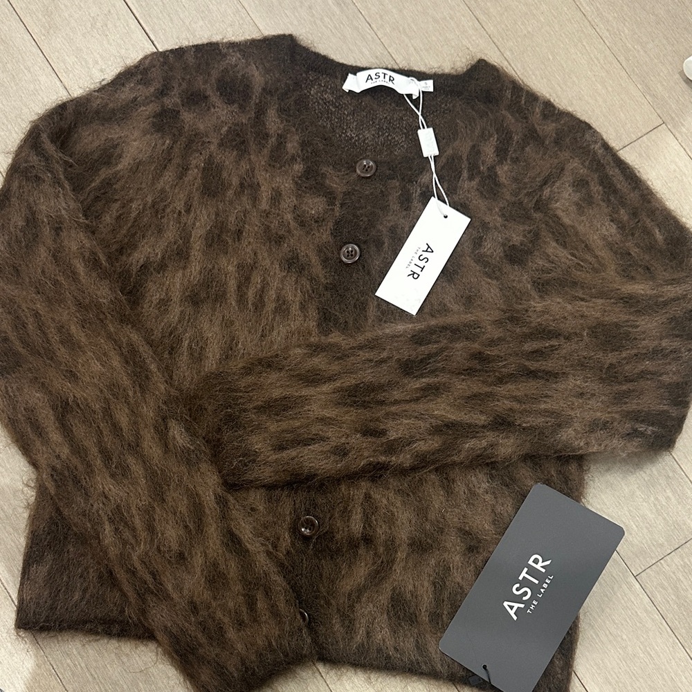 ASTR Fuzzy Brown Animal Print Sweater